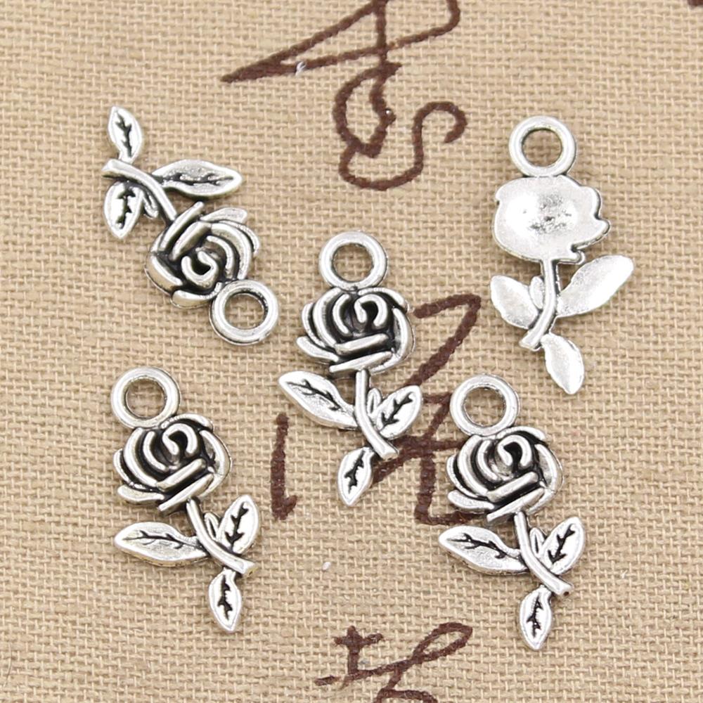 Vintage Fashion Stores - 20pcs Charms Flower Rose 21x13mm Antique