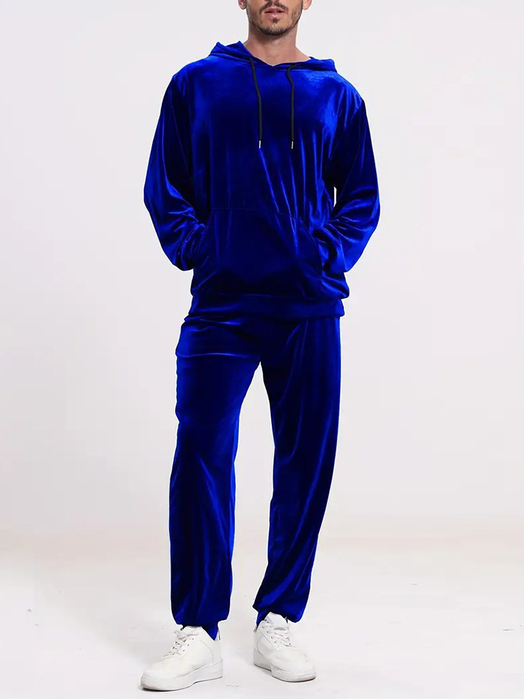 Vintage Fashion For Mens - Fashion Solid Color Velvet Two Piece