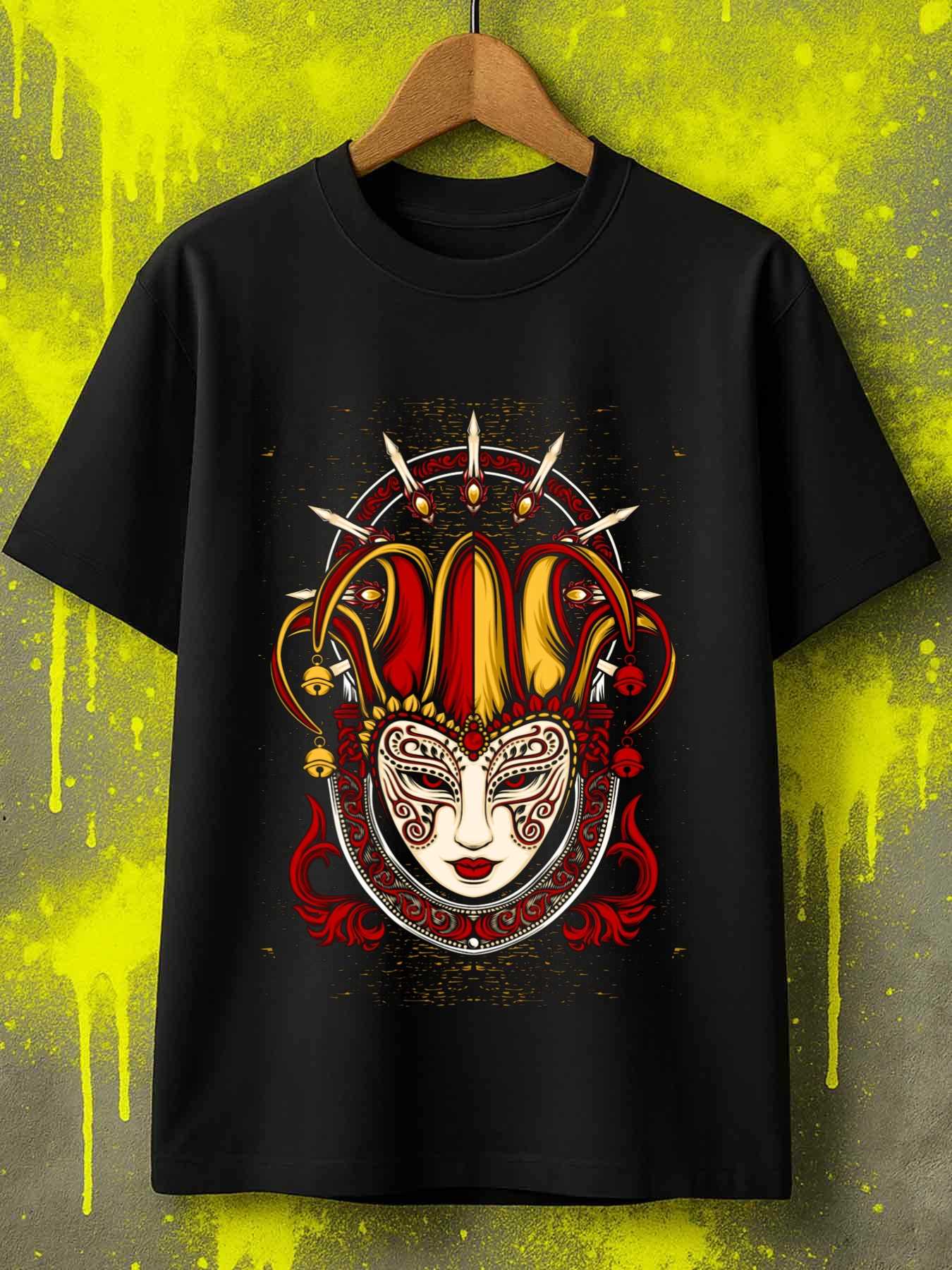 Vintage Fashion Illustration - Gothic Men's Black Graphic T-Shirt Venetian