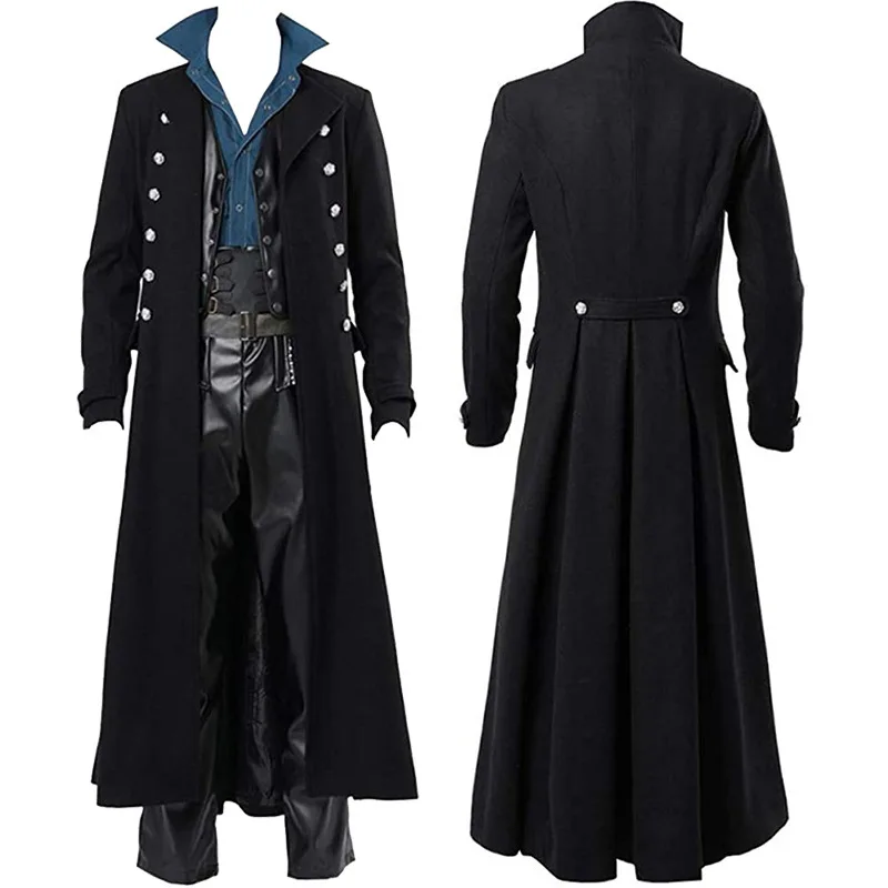 Vintage Trench Coat - Medieval Renaissance Costume Men Steampunk Vintage