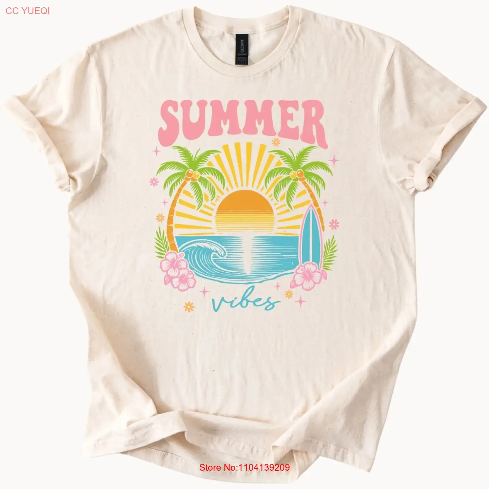 Summer Vibes T Shirt Beach Sun - Vintage Vibes Fashion 评论和价格