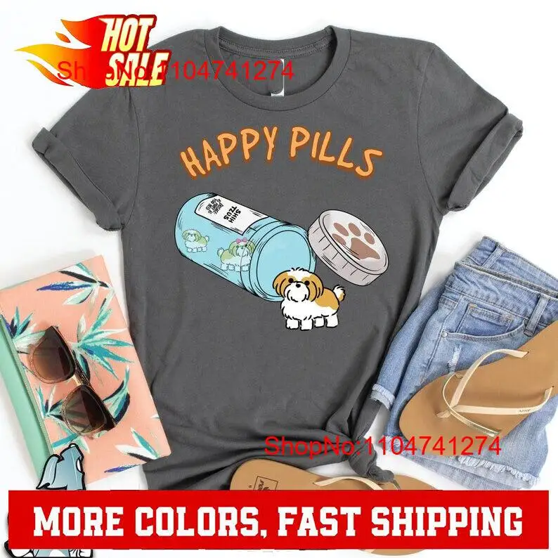 Shih Tzu Happy Pills T Shirt D - Vintage Flannel Shirt 评论和价格