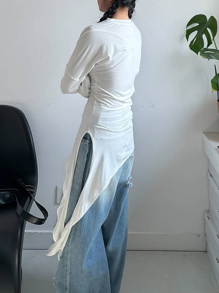 Hem Women White Irregular Eleg - Vintage Fashion Build 评论和价格