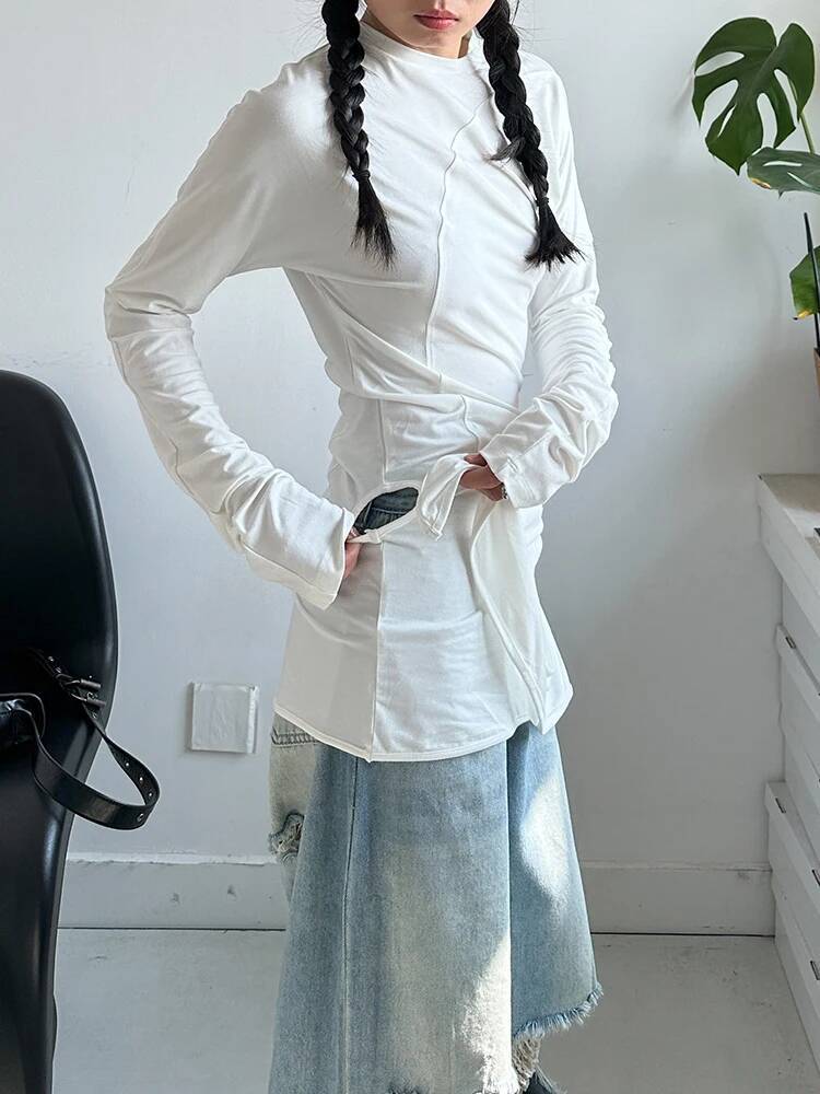 Hem Women White Irregular Eleg - Vintage Fashion Build 评论和价格