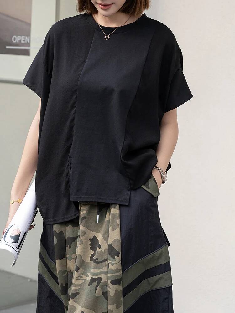 Irregular Women Black Hem Big  - Vintage Fashion Build 评论和价格