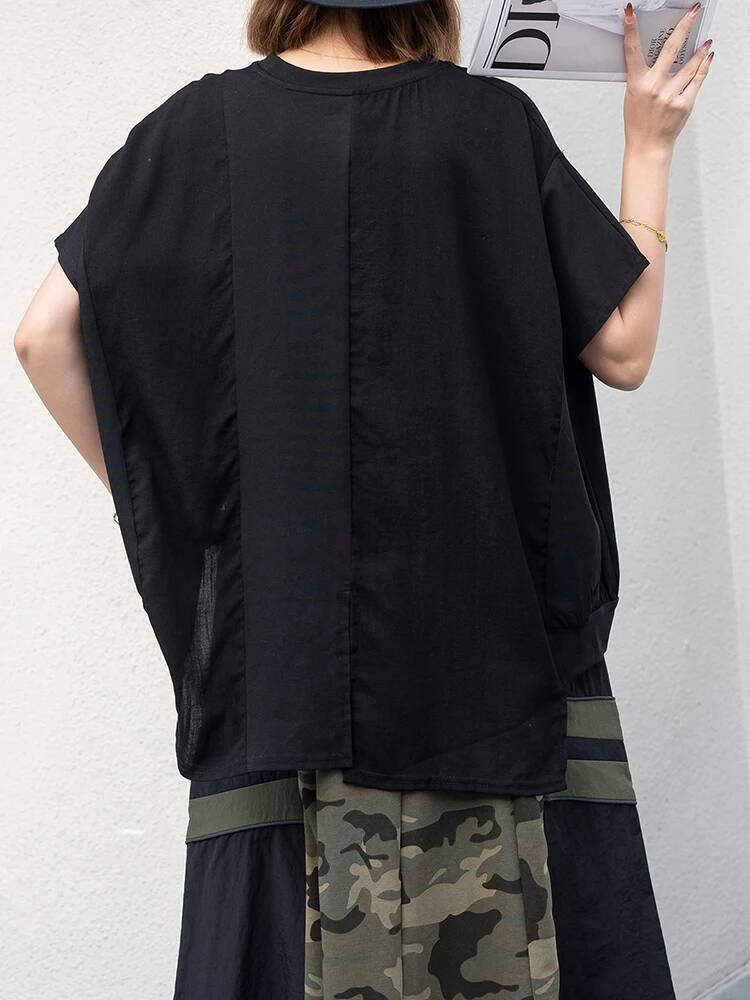 Irregular Women Black Hem Big  - Vintage Fashion Build 评论和价格