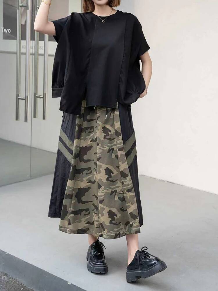 Irregular Women Black Hem Big  - Vintage Fashion Build 评论和价格