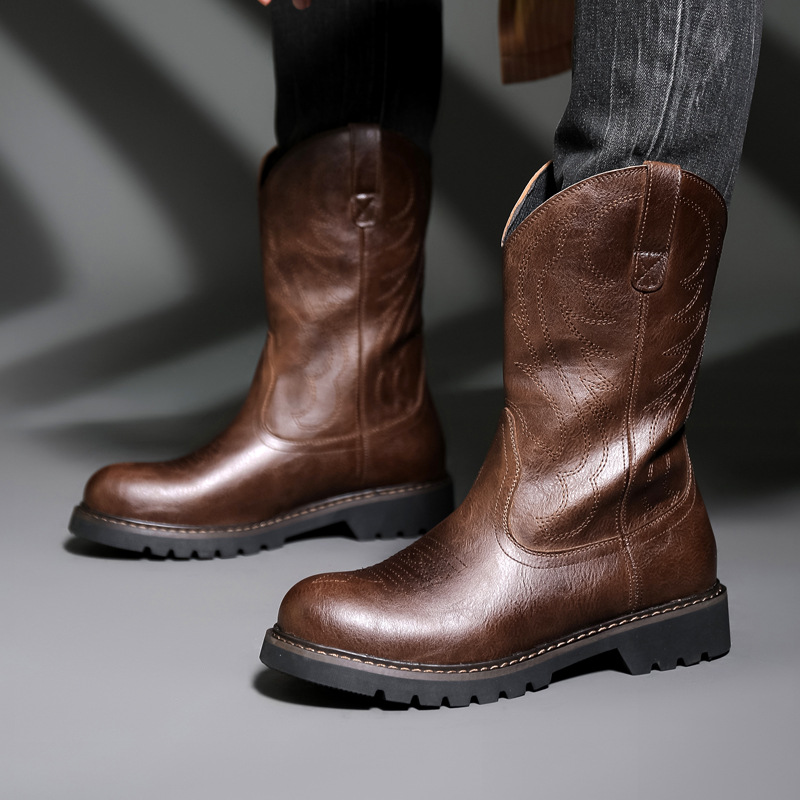 Fashion Mens Cowboy Boots New  - Vintage Fashion For Mens 评论和价格