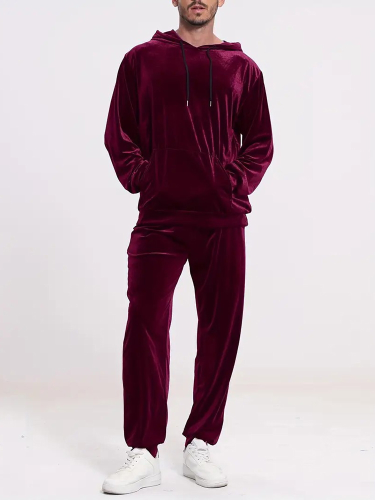 Fashion Solid Color Velvet Two - Vintage Fashion For Mens 评论和价格