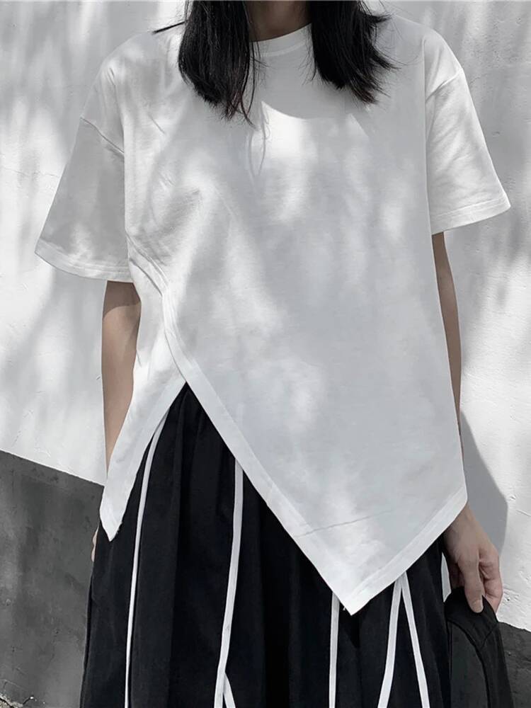 Irregular Women White Slit Hem - Vintage Fashion Build 评论和价格