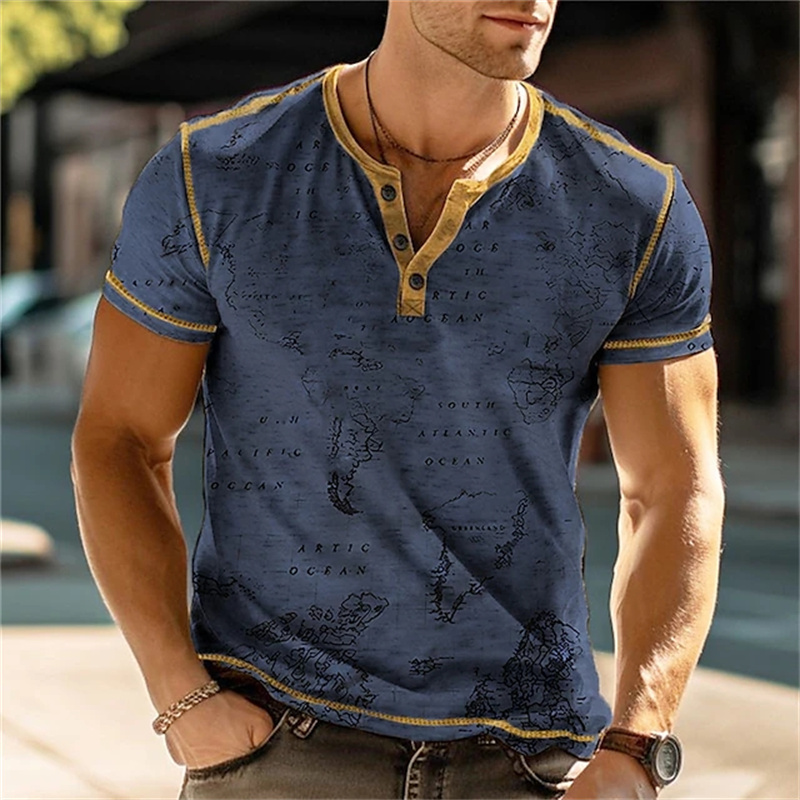 Men's Henry Shirts Funny 3D Pr - Vintage Fashion For Mens 评论和价格