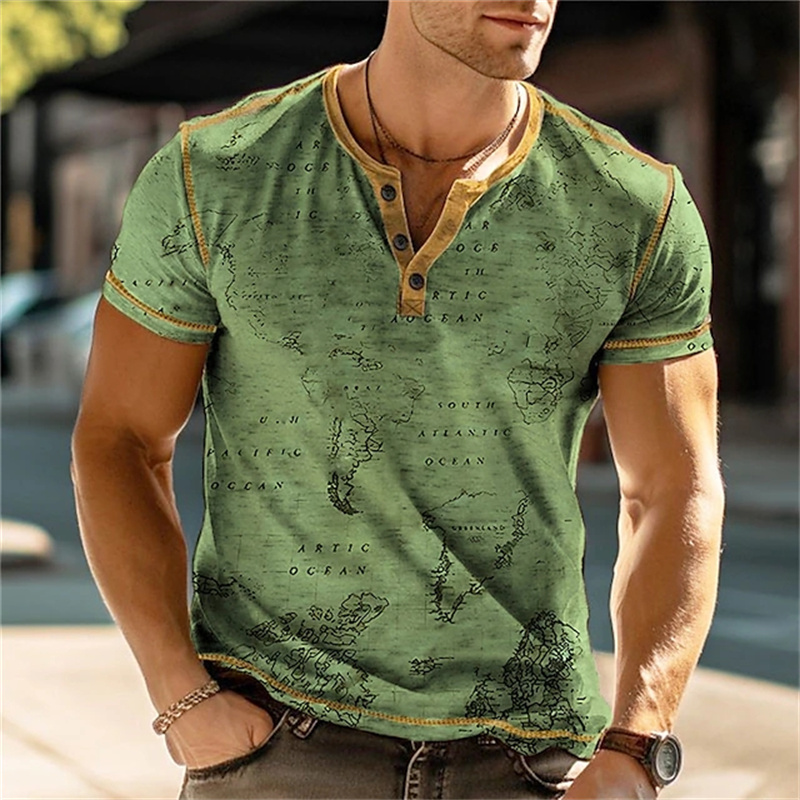 Men's Henry Shirts Funny 3D Pr - Vintage Fashion For Mens 评论和价格