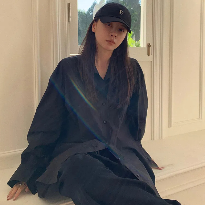 Spring Black Loose Shirt Tops  - Vintage Fashion Trends 评论和价格