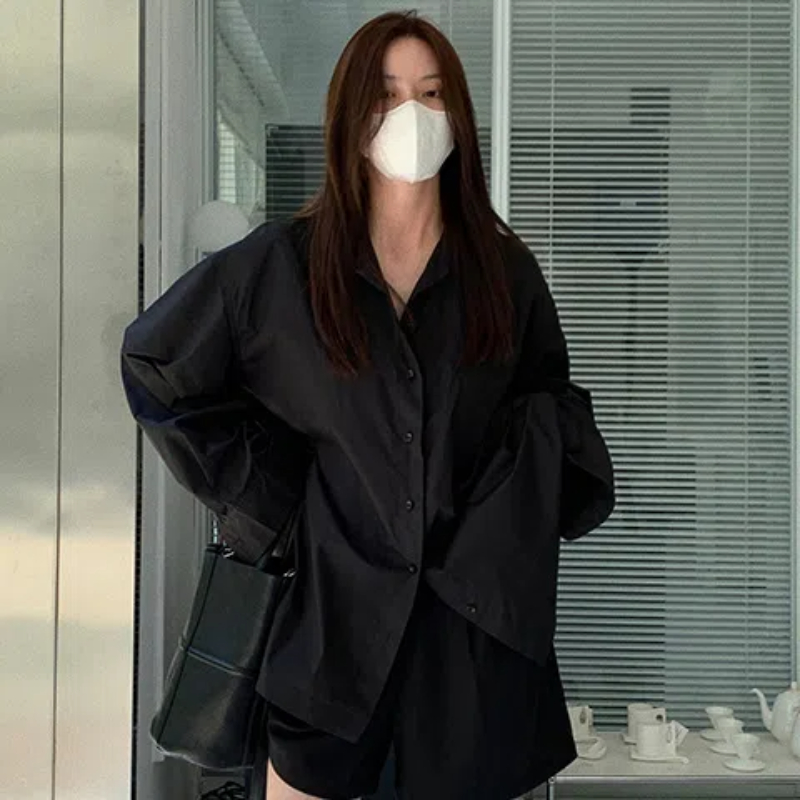 Spring Black Loose Shirt Tops  - Vintage Fashion Trends 评论和价格